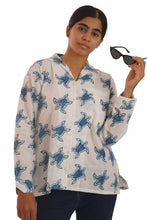 Load image into Gallery viewer, Creative Bee Handwoven Natural Dye Cotton 'SHELLORA' Block Printed Women Shirt.