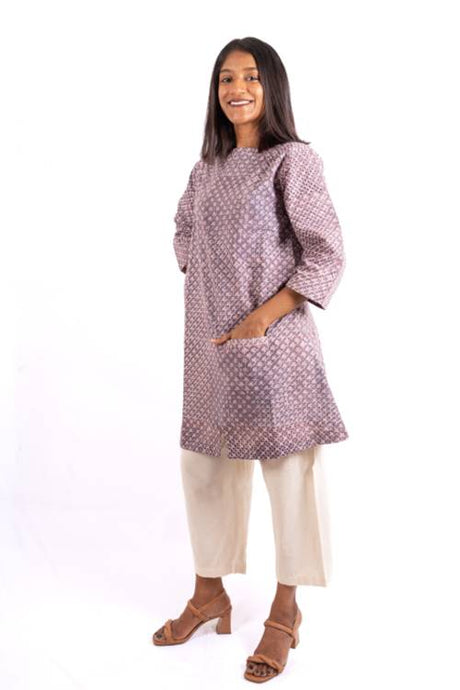 Natural Dye Block Printed Cotton Travel-Tunic
