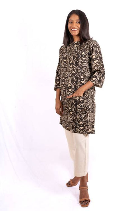 Natural Dye Block-Printed Cotton Travel Tunic