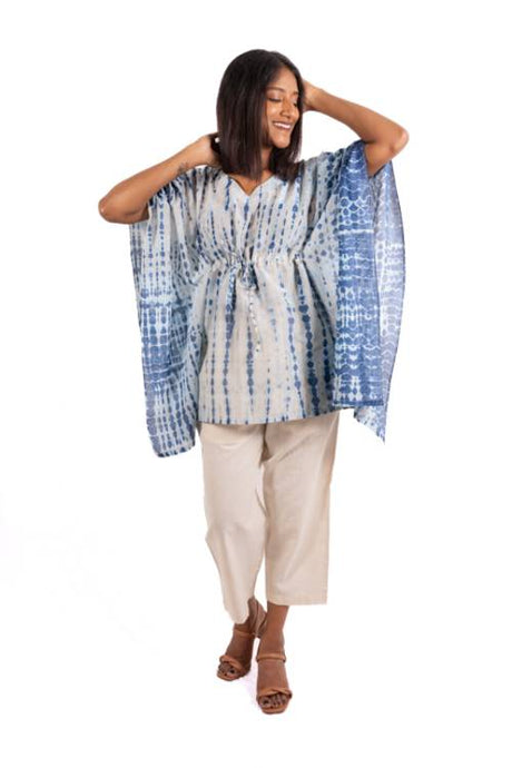 Natural Dye Shibori Short Kaftan