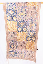 Load image into Gallery viewer, Natural Dye, Hand Block Printed Multi-Patch Silk x Cotton Stole