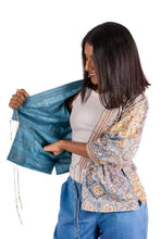 Load image into Gallery viewer, Natural Dye Women&#39;s handwoven Multi-Block Patterned Reversible Short Jacket