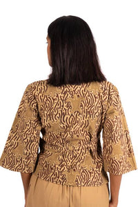 Natural Dye Hand Block Printed Wrap Top with Tortoise Design