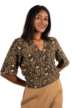 Load image into Gallery viewer, Natural Dye Hand Block Printed Wrap-Crop Top