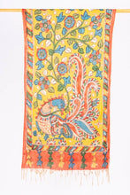 Load image into Gallery viewer, Natural Dye, Hand-Painted Kalamkari Silk x Cotton Stole