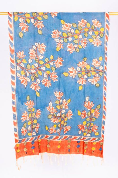 Natural Dye Hand-Painted Kalamkari Cotton Stole
