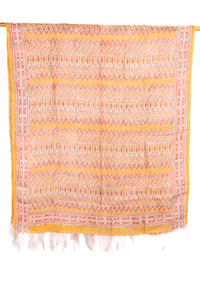 Natural Dye, Hand-Woven Block Printed Linen Stole