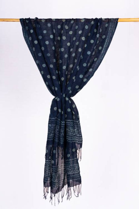 Natural Dye, Hand Block Printed Linen Stole