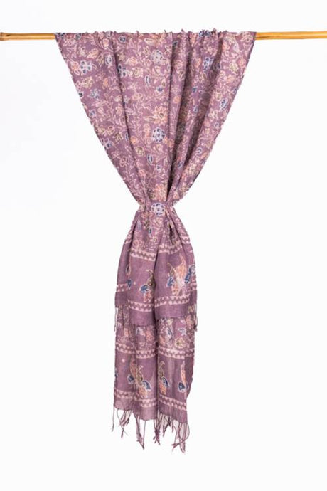 Natural Dye, Hand-Painted Batik Linen Stole