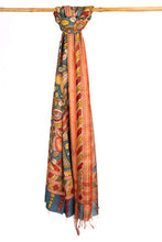 Load image into Gallery viewer, Natural Dye, Hand-Painted Kalamkari Tussar Dupatta