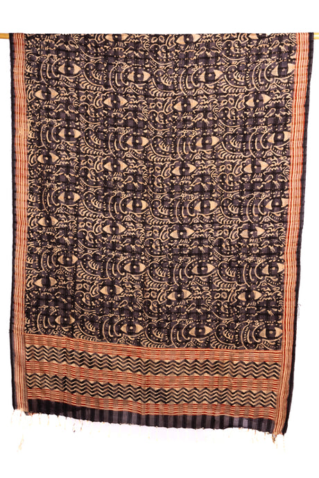 Natural Dye, Block Printed Three Silk Dupatta