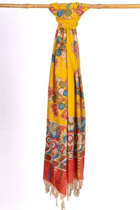 Natural Dye, Hand-Painted Kalamkari Cotton Stole