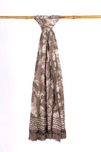Load image into Gallery viewer, Natural Dye, Hand-Painted Batik Cotton-Silk Stole