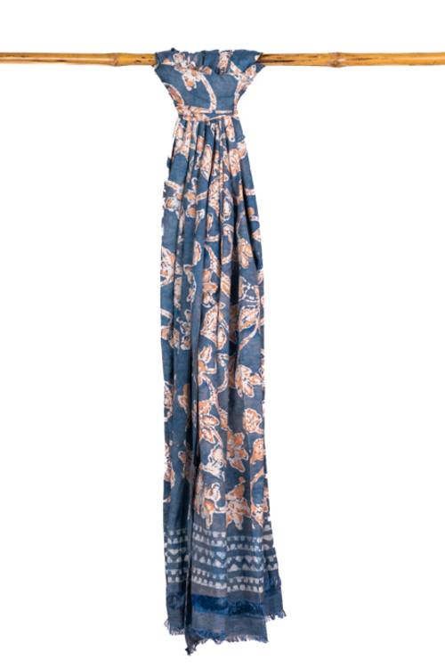 Natural dye, hand-painted Batik cotton-silk stole
