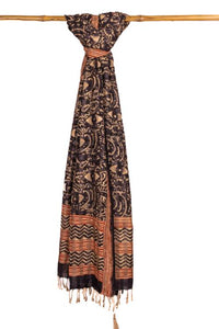 Natural dye, Block printed Three silk dupatta