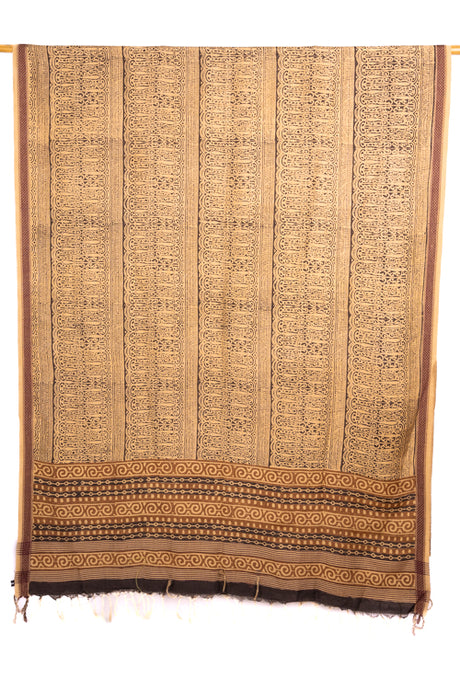 Natural Dye, Block Printed Tussar Silk Dupatta