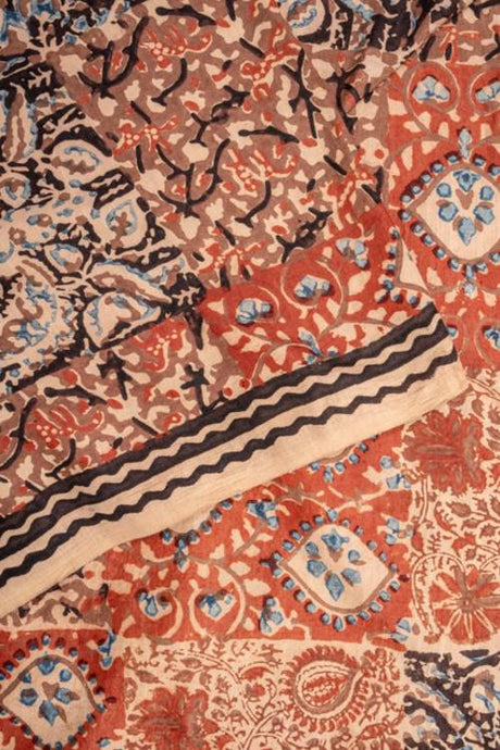 Natural Dye, Hand Block Printed Multi-Patch Cotton x Silk Fabric
