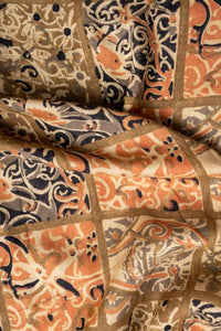 Natural Dye, Hand Block Printed Multi-Patch Tussar Silk Fabric