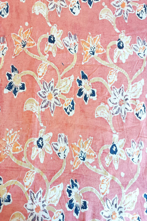 Natural Dye Batik Hand Painted Handloom Cotton x Silk Fabric