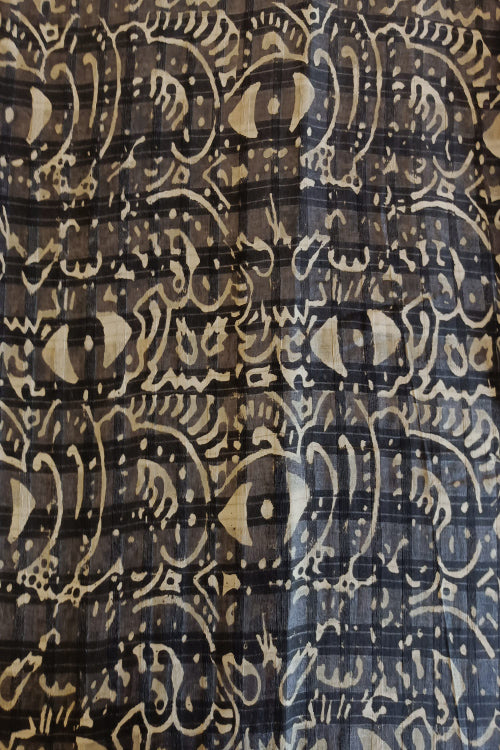 Natural Dye Block Printed Tussar Fabric