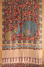 Load image into Gallery viewer, Natural Dye Hand-Painted Kalamkari Silk Sari