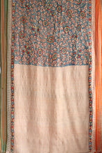Load image into Gallery viewer, Natural Dye Hand-Painted  Desi Tussar Silk Kalamkari  Sari