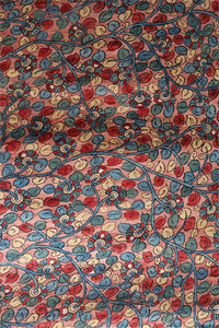 Natural Dye Hand-Painted Kalamkari Silk Fabric