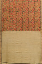 Load image into Gallery viewer, Hand Woven Natural Dye Block Printed Tussar x Cotton Saree