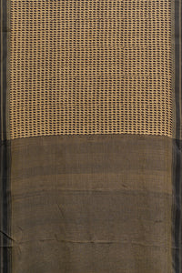 Hand Woven Natural Dye Block Printed Cotton x Silk Maheswari border Saree.