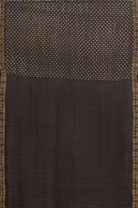 Hand Woven Natural Dye Gold Block Printed Silk Signature Weave Saree.