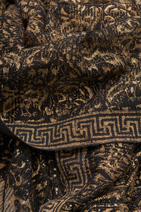 Hand Woven Natural Dye Gold Block Printed Silk Signature Weave Saree.