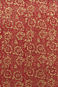 Hand Woven Natural Dye Gold Block Printed Silk Signature weave Saree.