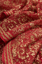 Load image into Gallery viewer, Hand Woven Natural Dye Gold Block Printed Silk Signature weave Saree.