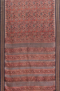 Hand Woven Natural Dye Block Printed Tussar Saree.