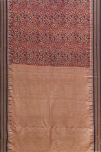 Load image into Gallery viewer, Hand Woven Natural Dye Block Printed Tussar Saree.
