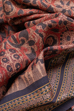 Load image into Gallery viewer, Hand Woven Natural Dye Block Printed Tussar Saree.