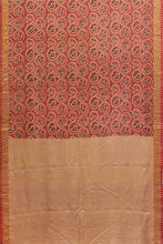 Load image into Gallery viewer, Hand Woven Natural Dye Block Printed Mulberry Silk Saree