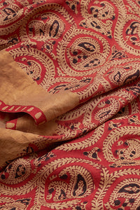 Hand Woven Natural Dye Block Printed Mulberry Silk Saree