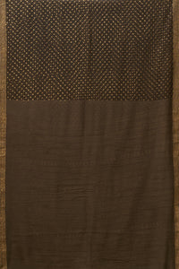 Hand Woven Natural Dye Gold Block Printed Silk Signature Weave Saree.