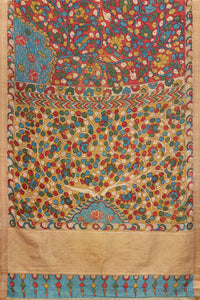 Hand Woven Cotton Hand Painted Kalamkari Natural Dye Saree
