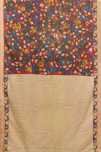 Hand Woven Cotton Hand Painted Kalamkari Natural Dye Saree