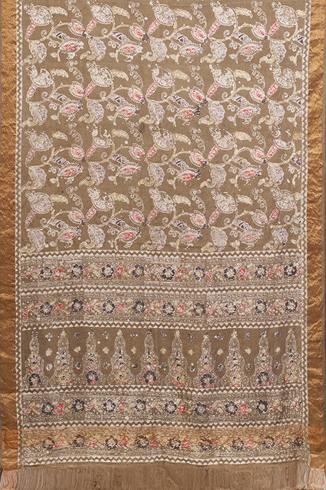 Hand Woven Natural Dye Mulberry Silk Batik Saree