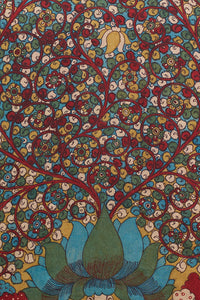 Hand Woven Tussar x Silk Natural Dye Hand Painted Kalamkari Saree