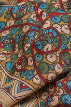 Load image into Gallery viewer, Hand Woven Tussar x Silk Natural Dye Hand Painted Kalamkari Saree