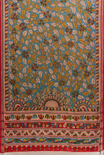 Load image into Gallery viewer, Hand Woven Cotton Hand Painted Kalamkari Natural Dye Saree