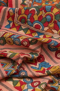 Hand Woven Cotton Hand Painted Kalamkari Natural Dye Saree