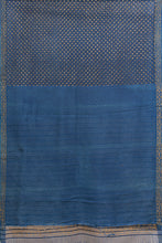 Load image into Gallery viewer, Hand Woven Natural Dye Gold Block Printed Silk Signature Weave Saree.