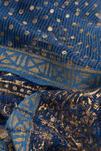 Load image into Gallery viewer, Hand Woven Natural Dye Gold Block Printed Silk Signature Weave Saree.