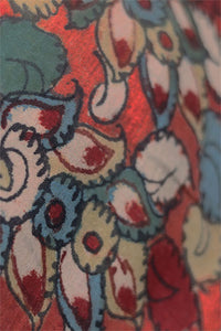 Natural Dye Hand-Painted Kalamkari Tussar Silk x Cotton Fabric