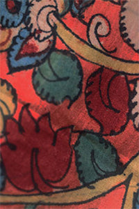 Natural Dye Hand-Painted Kalamkari Tussar Silk x Cotton Fabric
